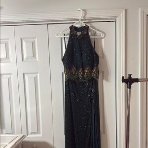 Sherri Hill Black and Gold Prom Dress
